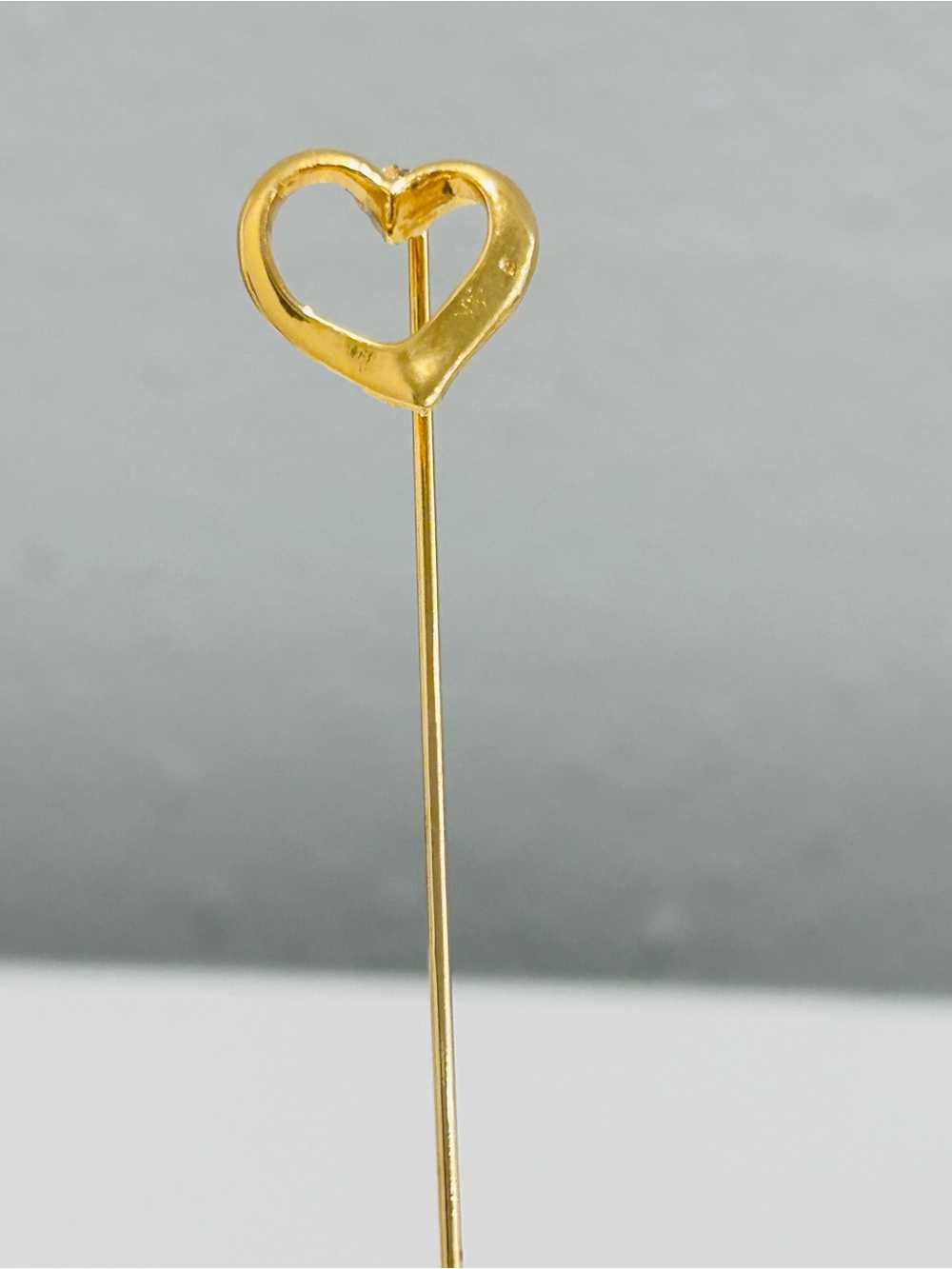 Vintage Heart Stick Pin Goldtone Open Heart Lapel Scarf Pin Classic Heart Design